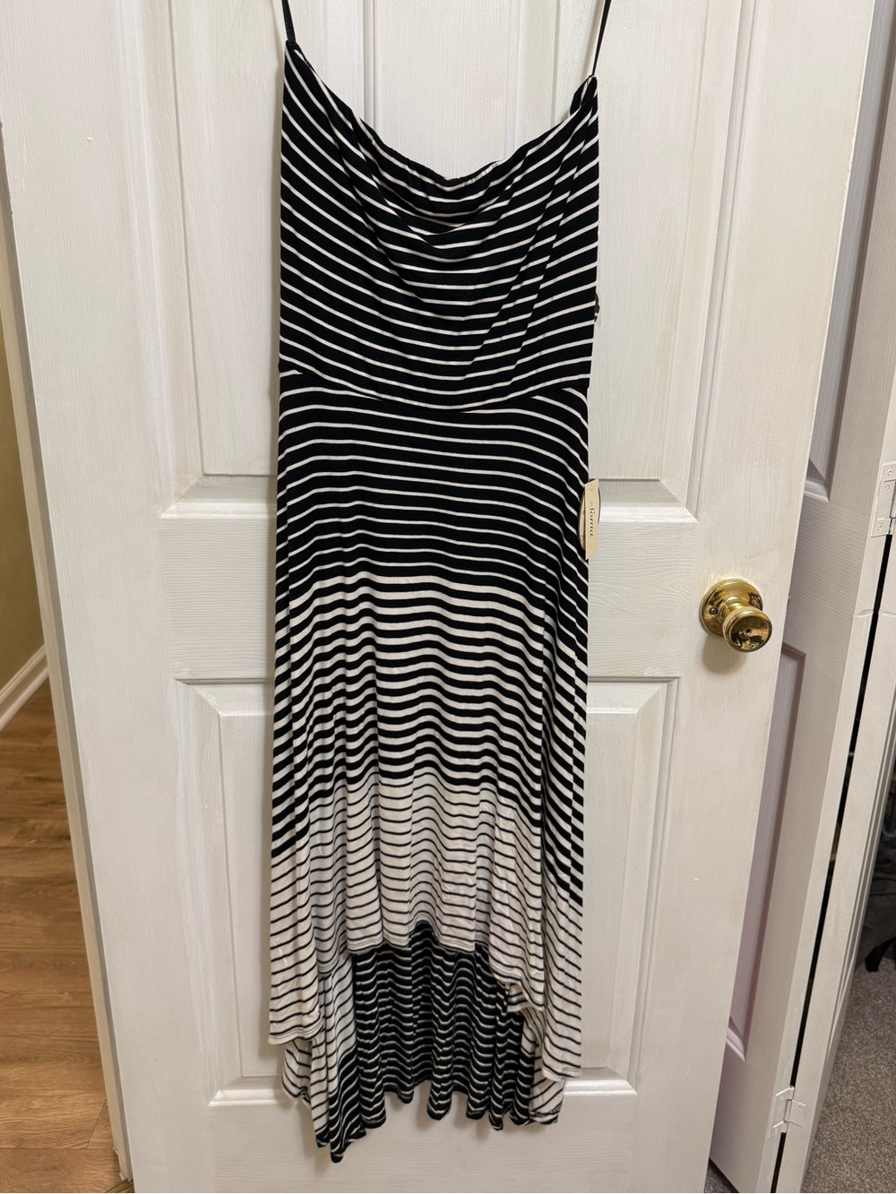Soma Black and White Strapless Striped Maxi Dress